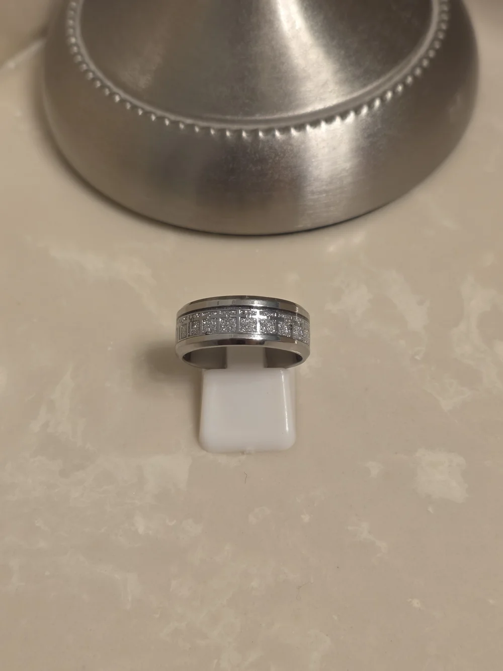 Men's Brushed Silver Stainless Steel Cross Ring Size 8